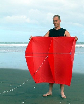 Ian James with a powerchute fishing kite