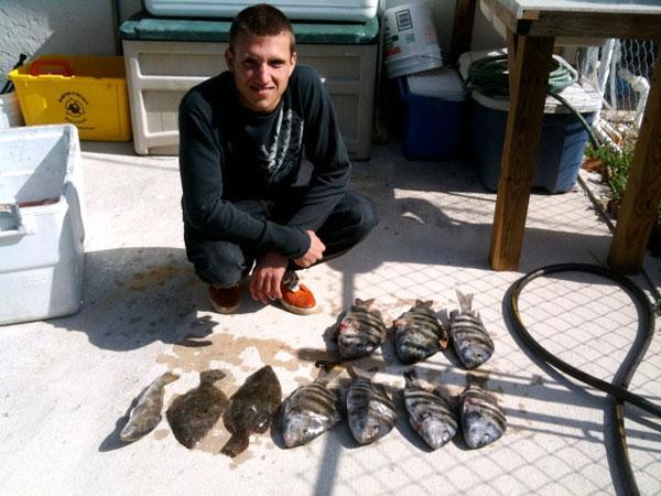 Flounder gigging with sheepshead and croakers